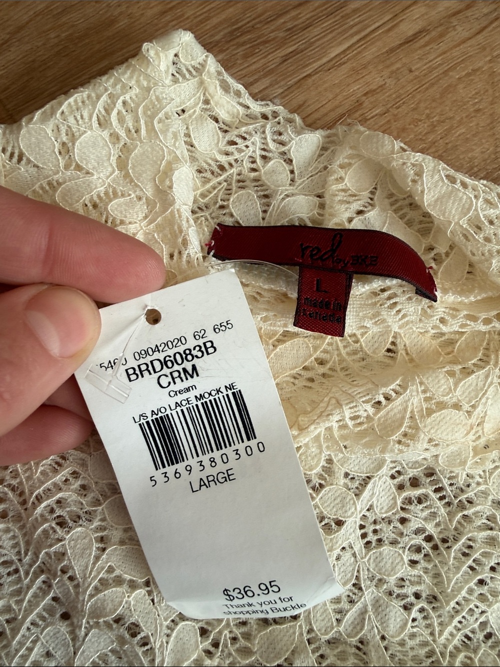 Buckle Cream Lace Long Sleeve Blouse - Picture 5 of 5